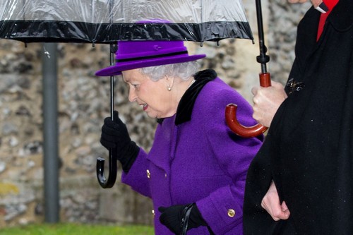 52283060 Queen Elizabeth II arrives at the Church of St Mary in Flitcham, Norfolk on January 15, 2017. The Queen has made her second public appearance of 2017 after ill-health over the holiday season. Buckingham Palace said she was "recuperating" from a heavy cold. FameFlynet, Inc - Beverly Hills, CA, USA - +1 (310) 505-9876 RESTRICTIONS APPLY: USA/CHINA ONLY