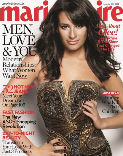 Lea Michele Talks About Glee, Partying & Her Tattos In November 2010's Marie Claire UK