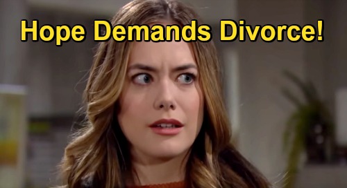 The Bold and the Beautiful Spoilers: Hope tager bryllupsringen af og kræver skilsmisse - hurtig reaktion på Liam og Steffy afsløring?