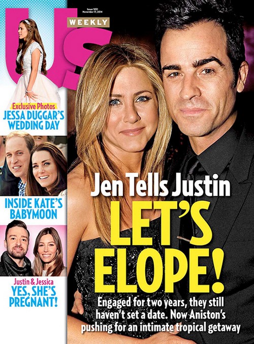 Jennifer Aniston Says "Let's Elope" to Justin Theroux: Publicist Plants Wedding Elopement Story Then Jen Denies It! (PHOTO)