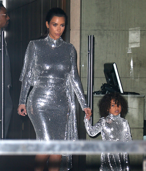 Kim Kardashian and North West wear the same silver sequin dress -  LaiaMagazine