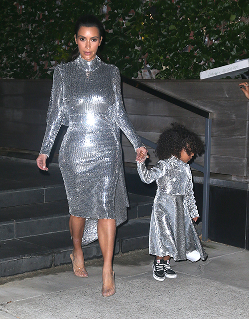 Kim Kardashian and North West wear the same silver sequin dress -  LaiaMagazine