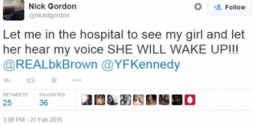 Nick Gordon Begs To See Bobbi Kristina Brown, Claims "She Will Wake Up" - Bobby Brown Calls Nick a Liar in Statement