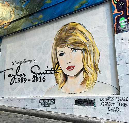 Taylor Swift Threatens Legal Action Against Artist Lush Sux For Slanderous 'RIP Taylor Smith' Mural - Art Already Defaced!